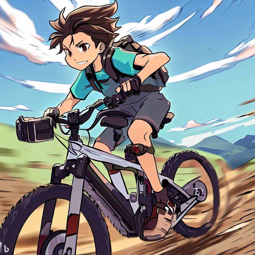 ciclista de montaña estilo anime
