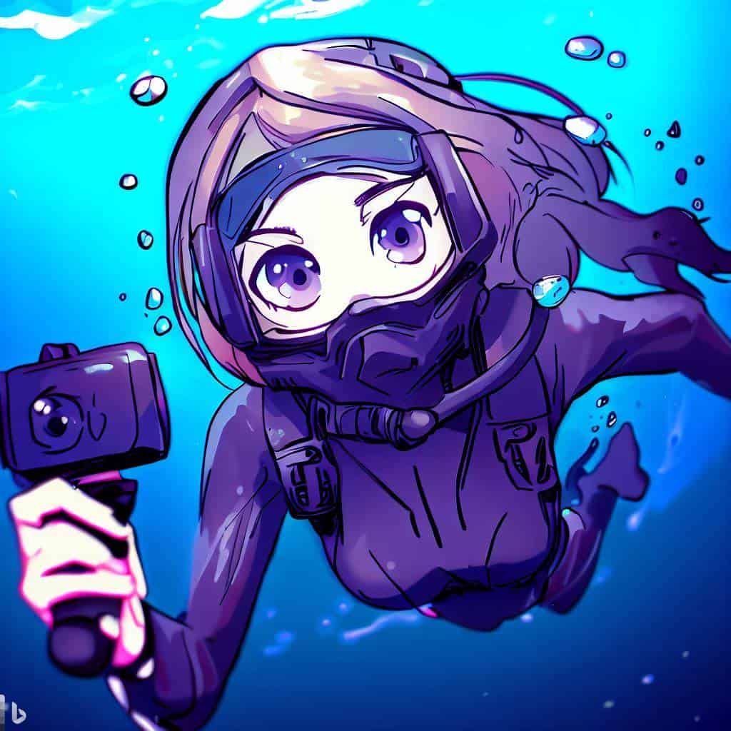 scuba diver with action camera